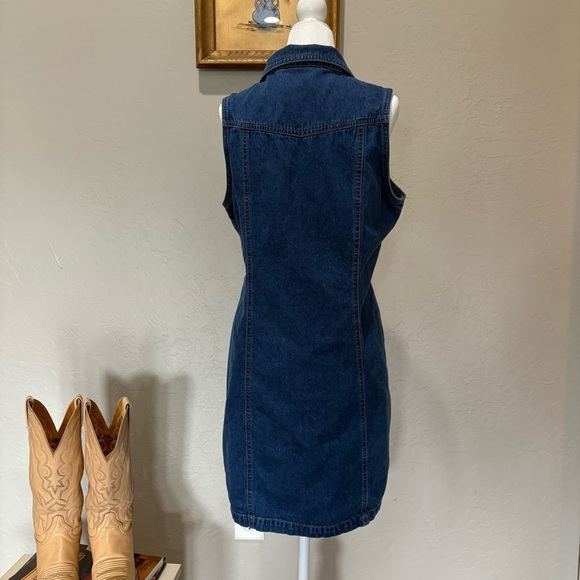 Vintage Denim Button Front  J.L. Sport NY Sleeveless Dress 100% Cotton  Size 8 - Picture 6 of 14